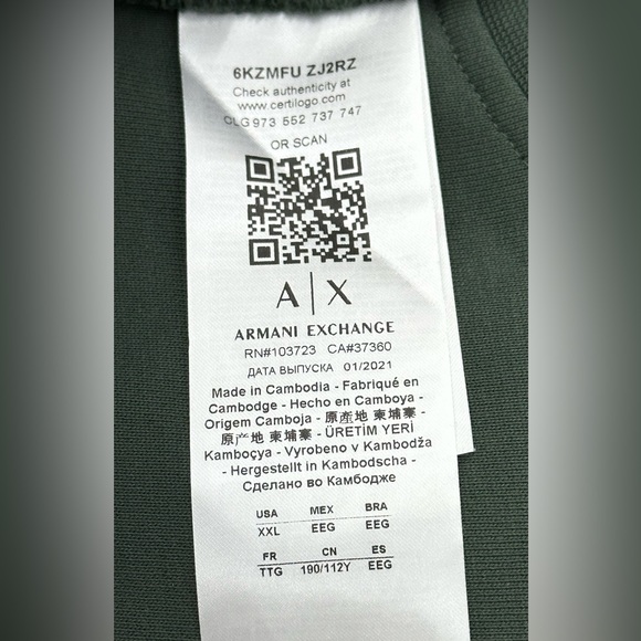 ARMANI EXCHANGE CREW NECK EAGLE SWEATSHIRT GREEN - Picture 8 of 8